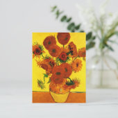 Van Gogh 15 Sonnenblumen Postkarte (Stehend Vorderseite)