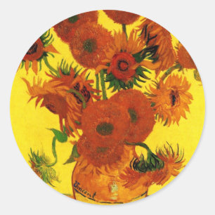 Van Gogh 15 Sonnenblumen Runder Aufkleber