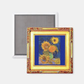 Van Gogh - 5 Sonnenblumen Magnet (Vorderseite/Rückseite)
