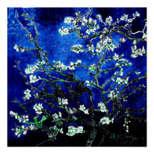 Van Gogh Almond Bllossoms blau grün Poster