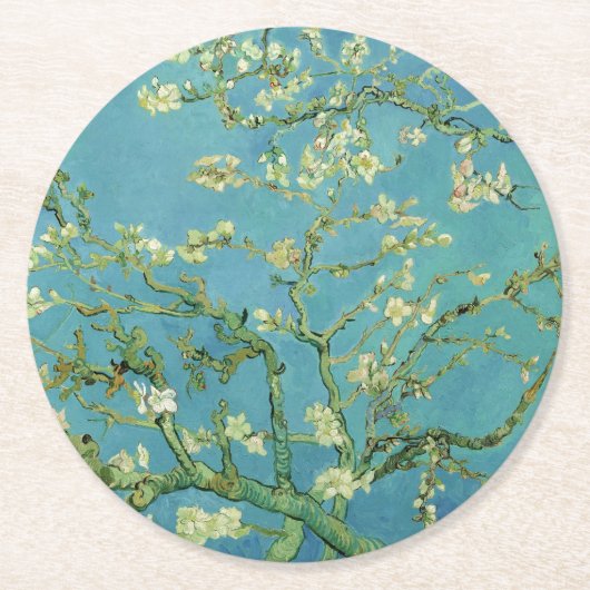 Van Gogh | Almond Blossom | 1890 Runder Pappuntersetzer (Vorderseite)