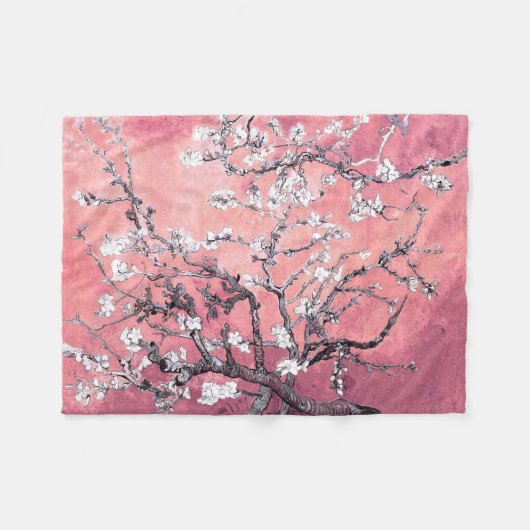 Van Gogh Almond Blossom pfirsich pink Fleecedecke (Vorderseite (Horizontal))