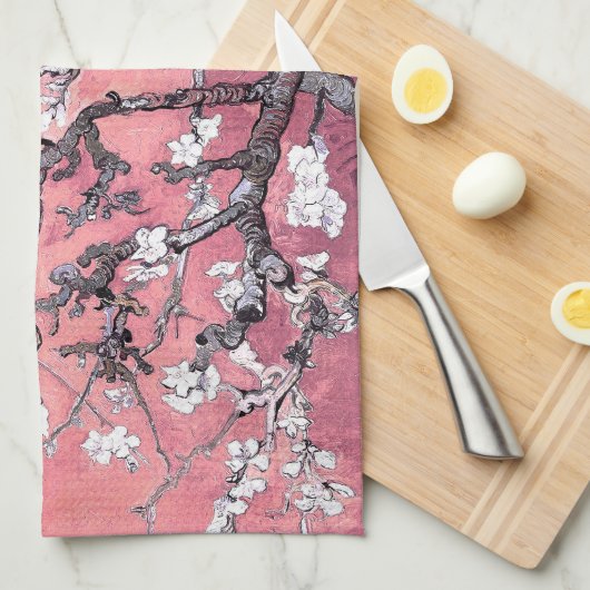 Van Gogh Almond Blossom pfirsich pink Geschirrtuch (Viertel Falte)