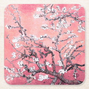 Van Gogh Almond Blossom pfirsich pink Rechteckiger Pappuntersetzer