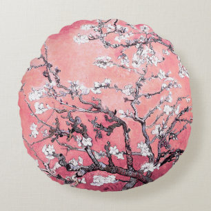 Van Gogh Almond Blossom pfirsich pink Rundes Kissen