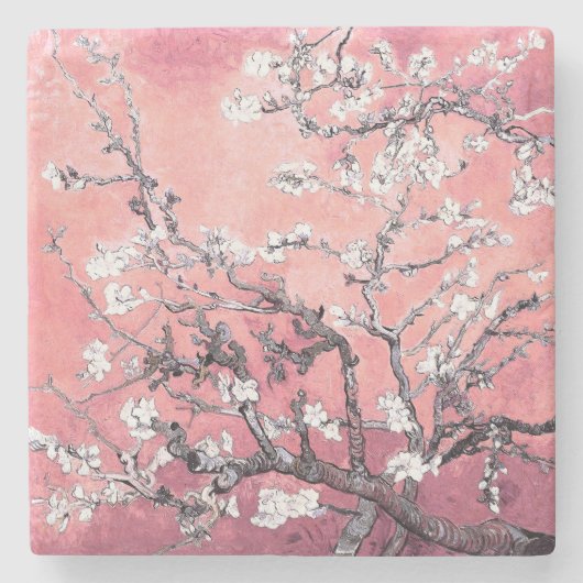 Van Gogh Almond Blossom pfirsich pink Steinuntersetzer (Vorderseite)