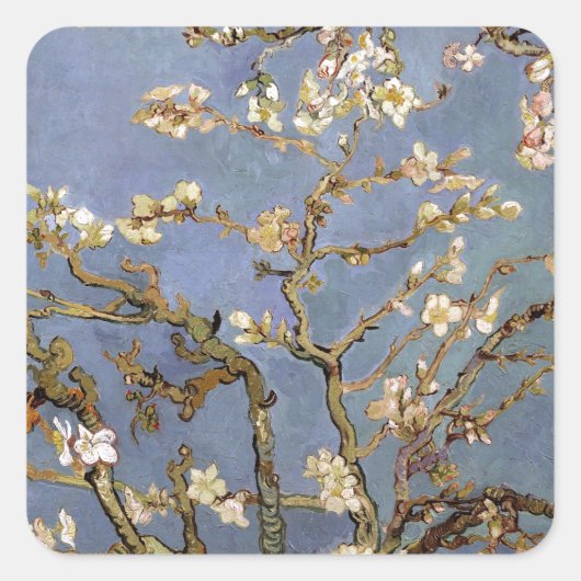 Van Gogh Almond Blossom Quadratischer Aufkleber (Vorderseite)