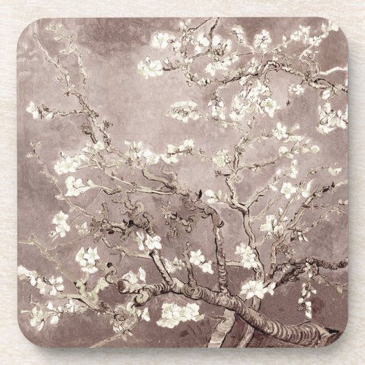 Van Gogh Almond Blossoms Beige Getränkeuntersetzer (Vorderseite)