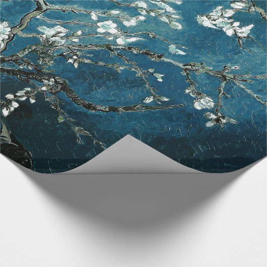 Van Gogh Almond Blossoms Dark Aquamarin Geschenkpapier (Ecke)