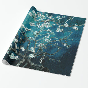 Van Gogh Almond Blossoms Dark Aquamarin Geschenkpapier