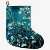 Van Gogh Almond Blossoms Dark Aquamarin Großer Weihnachtsstrumpf (Vorderseite)