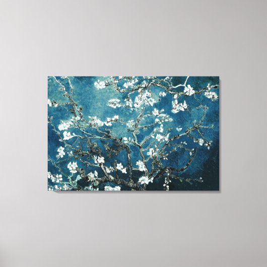 Van Gogh Almond Blossoms Dark Aquamarin Leinwanddruck (Vorderseite)
