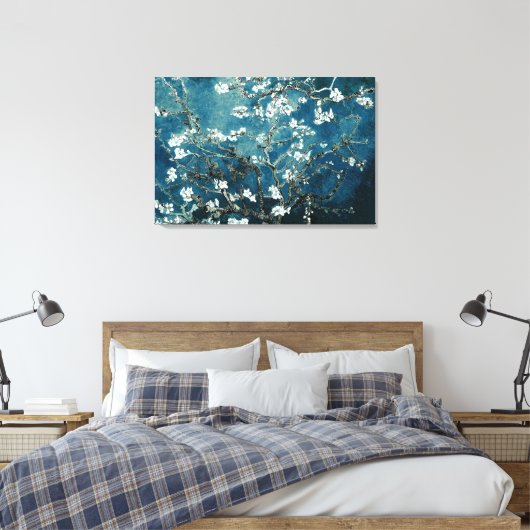 Van Gogh Almond Blossoms Dark Aquamarin Leinwanddruck (Insitu (Schlafzimmer))