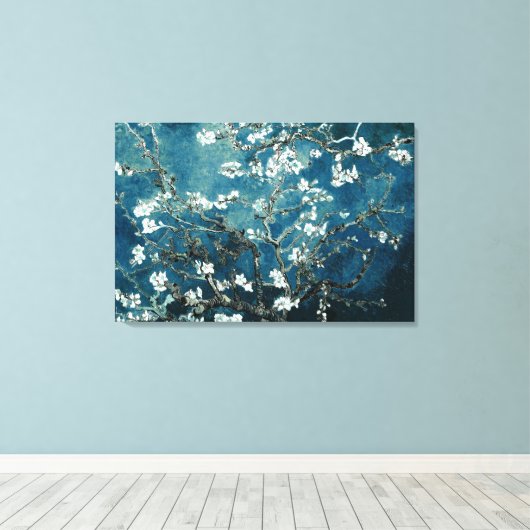 Van Gogh Almond Blossoms Dark Aquamarin Leinwanddruck (Insitu (Holzboden))