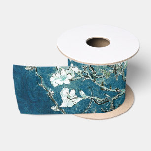 Van Gogh Almond Blossoms Dark Aquamarin Satinband