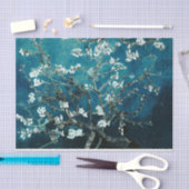 Van Gogh Almond Blossoms Dark Aquamarin Seidenpapier (Handwerk)