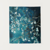 Van Gogh Almond Blossoms Dark Aquamarin Wandteppich (Vorderseite)