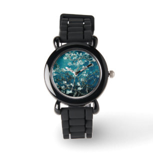 Van Gogh Almond Blossoms: Dunkel Aquamarin Armbanduhr