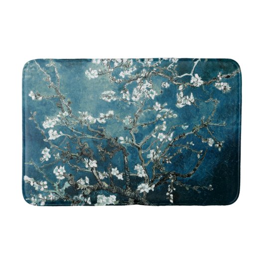 Van Gogh Almond Blossoms: Dunkel Aquamarin Badematte (Vorderseite)