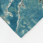 Van Gogh Almond Blossoms: Dunkel Aquamarin Fleecedecke (Ecke)