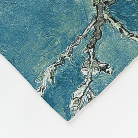 Van Gogh Almond Blossoms: Dunkel Aquamarin Fleecedecke (Ecke)
