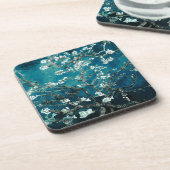 Van Gogh Almond Blossoms: Dunkel Aquamarin Getränkeuntersetzer (Linke Seite)
