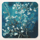 Van Gogh Almond Blossoms: Dunkel Aquamarin Rechteckiger Pappuntersetzer (Vorderseite)