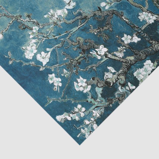 Van Gogh Almond Blossoms: Dunkel Aquamarin Seidenpapier (Ausschnitt)