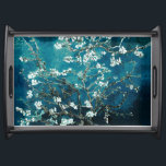 Van Gogh Almond Blossoms: Dunkel Aquamarin Serviertablett<br><div class="desc">Künstler: Vincent Van Gogh Titel: Almond-Blüten geändert durch 2sweet4wordsDesigns/ PureVintage-Liebe</div>