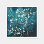 Van Gogh Almond Blossoms: Dunkel Aquamarin Serviette (Vorderseite)