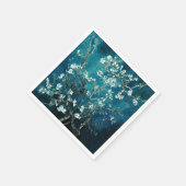 Van Gogh Almond Blossoms: Dunkel Aquamarin Serviette (Ecke)