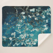 Van Gogh Almond Blossoms: Dunkel Aquamarin Sherpadecke (Vorderseite (Horizontal))