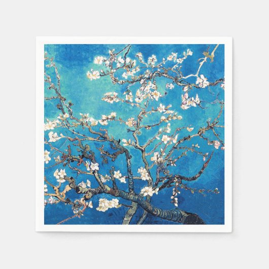 Van Gogh Almond Blossoms Helles Türkis Serviette (Vorderseite)