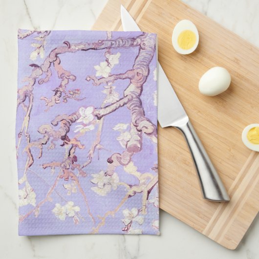 Van Gogh Almond Blossoms Lavender Geschirrtuch (Viertel Falte)