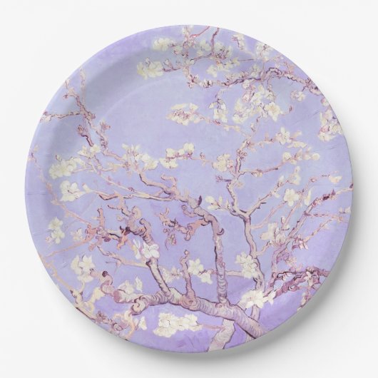 Van Gogh Almond Blossoms Lavender Pappteller (Vorderseite)