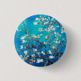 Van Gogh Almond Blossoms leuchtend türkis Button