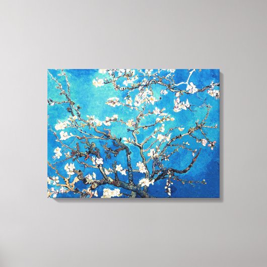 Van Gogh Almond Blossoms leuchtend türkis Leinwanddruck (Vorderseite)