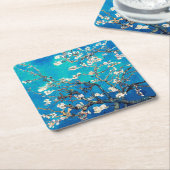Van Gogh Almond Blossoms leuchtend türkis Rechteckiger Pappuntersetzer (angewinkelt)