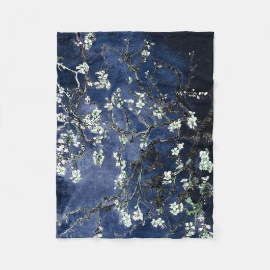 Van Gogh Almond Blossoms Midnight Blue Fleecedecke (Vorderseite)