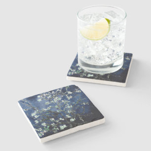 Van Gogh Almond Blossoms Midnight Blue Steinuntersetzer