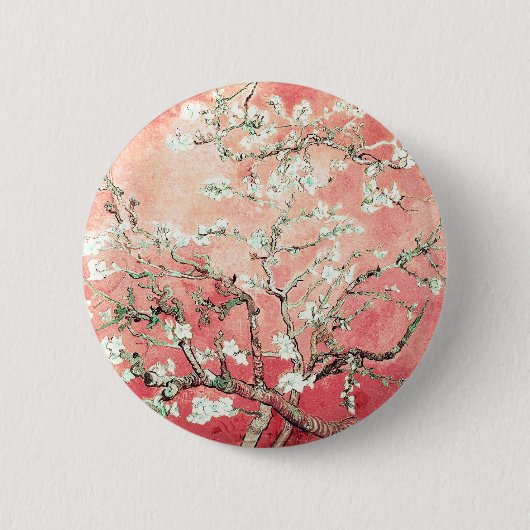 Van Gogh Almond Blossoms Peach Button (Vorderseite)