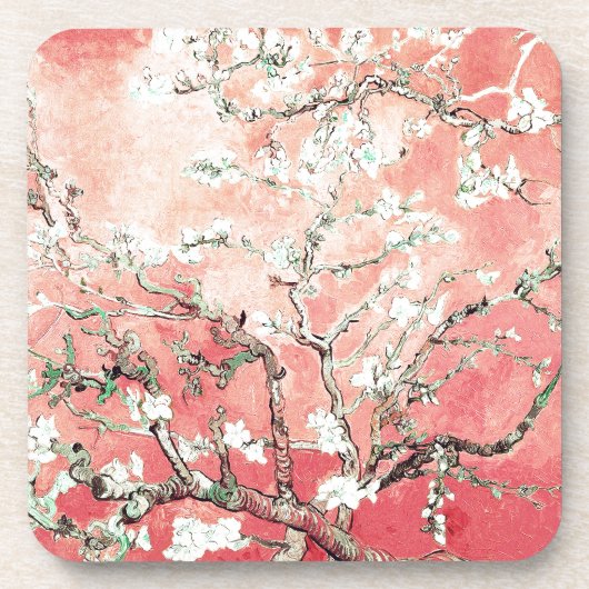 Van Gogh Almond Blossoms Peach Getränkeuntersetzer (Vorderseite)