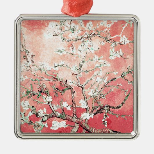 Van Gogh Almond Blossoms Peach Ornament Aus Metall (Vorne)