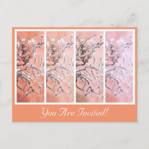Van Gogh Almond Blossoms Peach Pink Einladungspostkarte