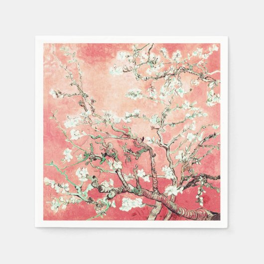 Van Gogh Almond Blossoms Peach Serviette (Vorderseite)