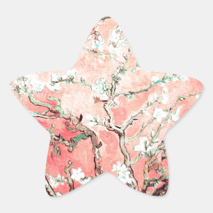 Van Gogh Almond Blossoms Peach Stern-Aufkleber