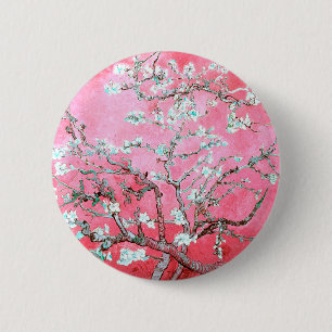 Van Gogh Almond Blossoms Pink Blau Button