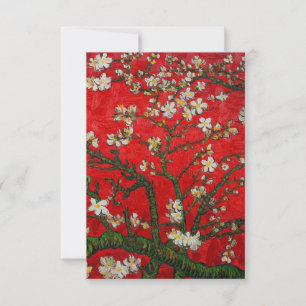 Van Gogh Almond Blossoms Red Einladung