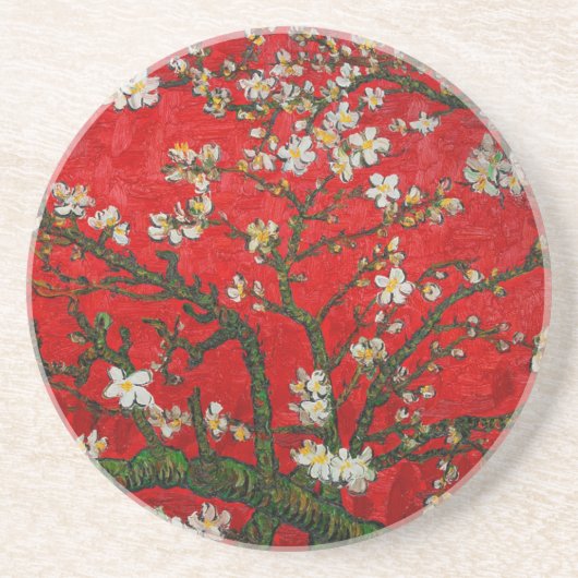 Van Gogh Almond Blossoms Red Getränkeuntersetzer (Vorne)