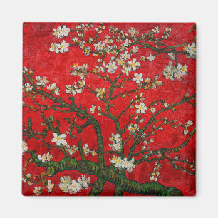 Van Gogh Almond Blossoms Red Magnet